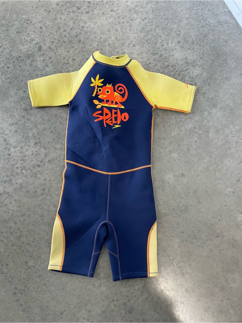 Speedo Navy and Yellow Kids Short Sleeve Rashguard One-Piece
